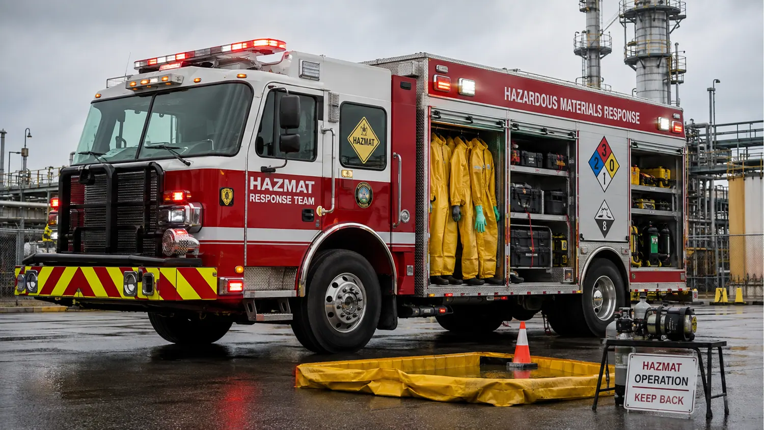Unidad HAZMAT de bomberos para materiales peligrosos